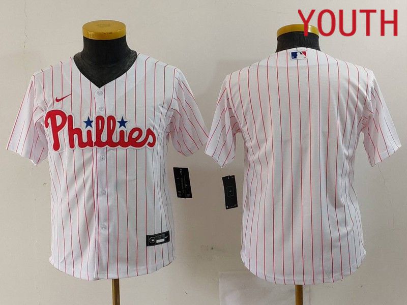 Youth Philadelphia Phillies Blank White stripe Nike Game 2024 MLB Jersey style 1->youth mlb jersey->Youth Jersey